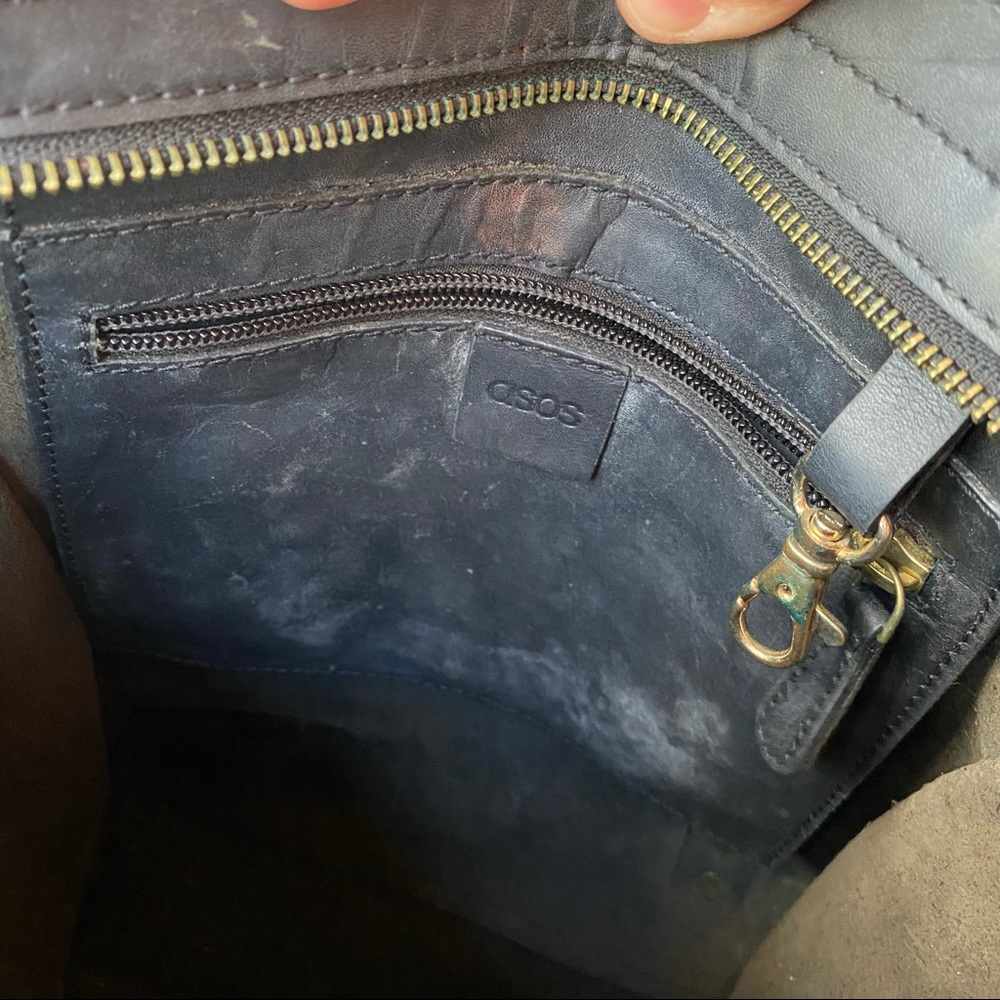 Asos black square leather backpack purse medium - Picture 3 of 10